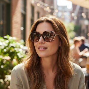 Coach Tortoise Sunglasses HC8280U L1116 XL Gold Cut Out Rims With Case & Papers